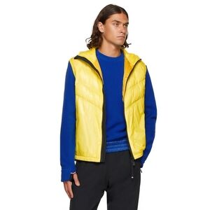 $1,190 Moncler Grenoble Zipped Hooded Vest in Yellow Polyamide Size 5 (L/XL)